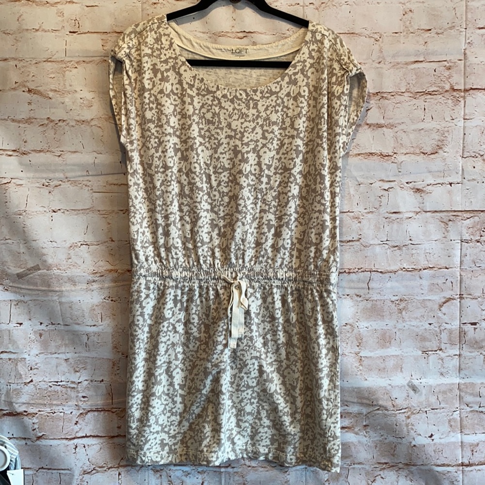 LOFT drop waist dress short sleeve scoop neck S